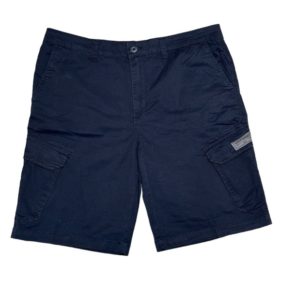 Men's Unionbay 38 Large Chino Khakis Shorts Cargo Navy Blue Stretch Durable NWT - Picture 3 of 11